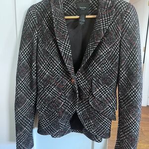 Tweed Smythe Equestrian blazer with red leather elbow pads